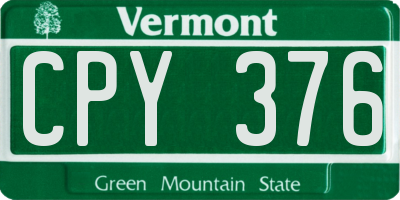 VT license plate CPY376
