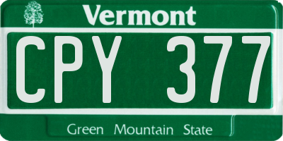 VT license plate CPY377