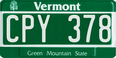 VT license plate CPY378