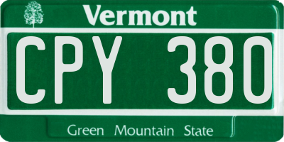 VT license plate CPY380