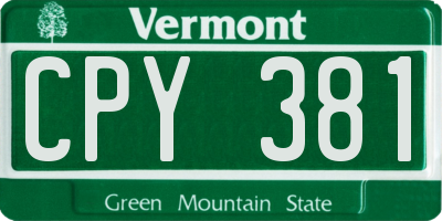 VT license plate CPY381