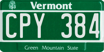 VT license plate CPY384