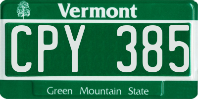 VT license plate CPY385