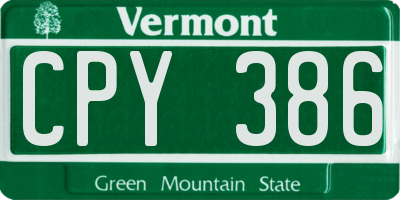 VT license plate CPY386