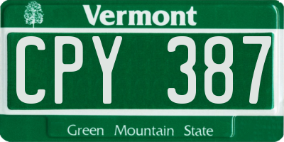 VT license plate CPY387