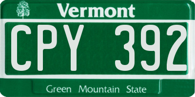 VT license plate CPY392