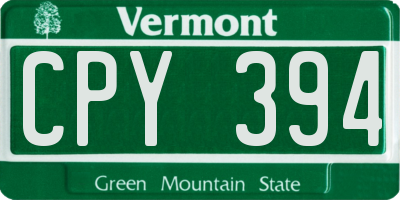 VT license plate CPY394