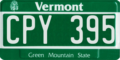 VT license plate CPY395