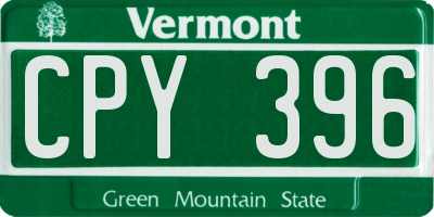VT license plate CPY396