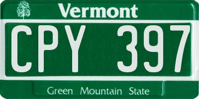 VT license plate CPY397
