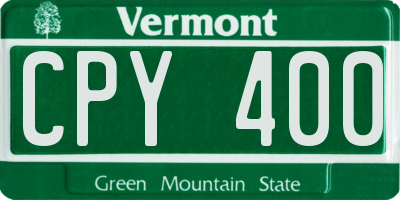 VT license plate CPY400