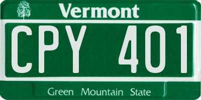 VT license plate CPY401