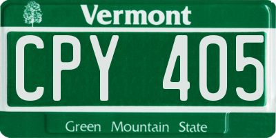 VT license plate CPY405