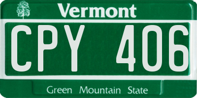 VT license plate CPY406
