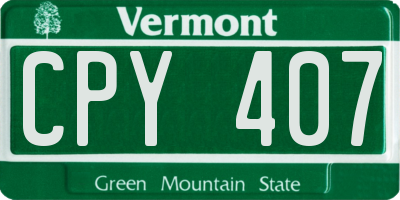 VT license plate CPY407