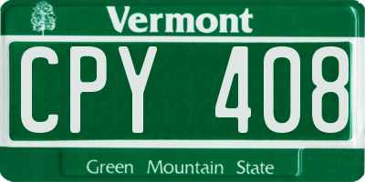 VT license plate CPY408