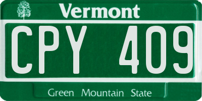 VT license plate CPY409