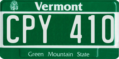 VT license plate CPY410