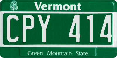 VT license plate CPY414