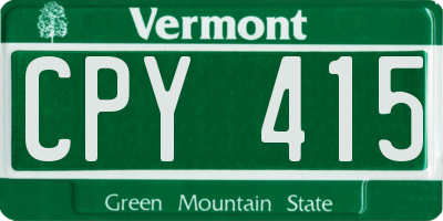 VT license plate CPY415