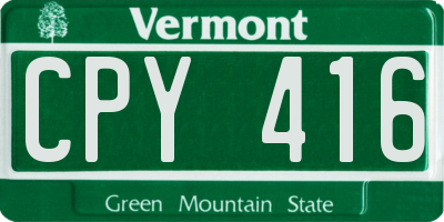 VT license plate CPY416