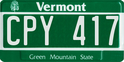 VT license plate CPY417