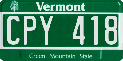 VT license plate CPY418
