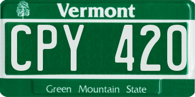VT license plate CPY420
