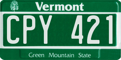 VT license plate CPY421