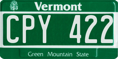 VT license plate CPY422