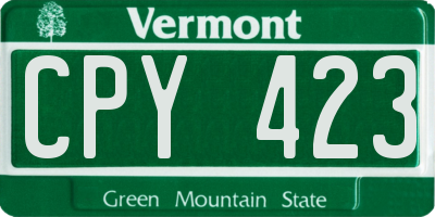 VT license plate CPY423