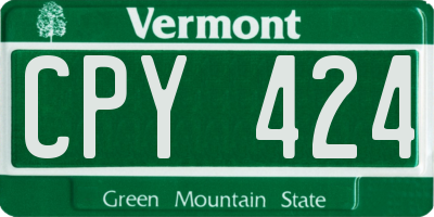 VT license plate CPY424