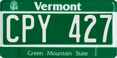 VT license plate CPY427