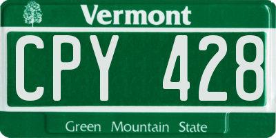 VT license plate CPY428