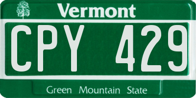 VT license plate CPY429