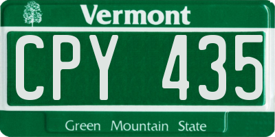 VT license plate CPY435