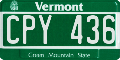 VT license plate CPY436