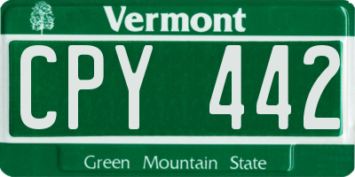 VT license plate CPY442