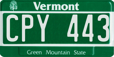 VT license plate CPY443