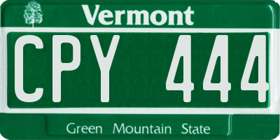 VT license plate CPY444
