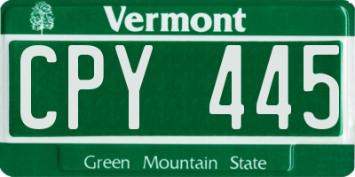 VT license plate CPY445