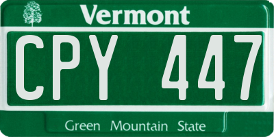 VT license plate CPY447