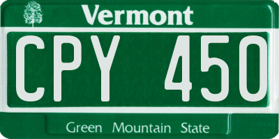 VT license plate CPY450
