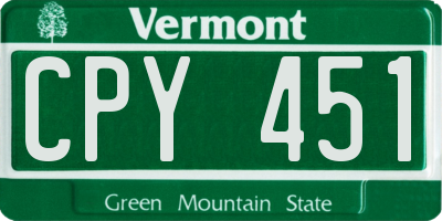 VT license plate CPY451