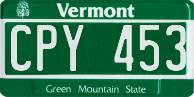 VT license plate CPY453