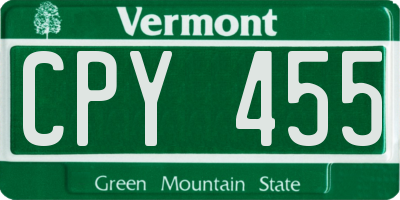 VT license plate CPY455