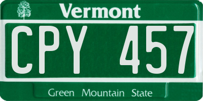 VT license plate CPY457