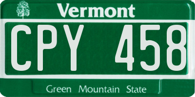 VT license plate CPY458