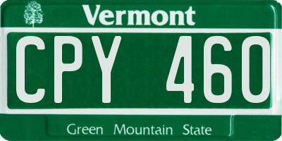 VT license plate CPY460