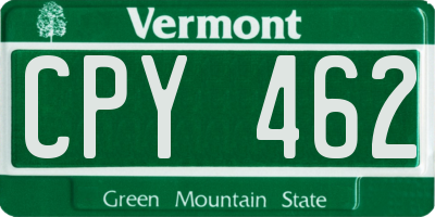 VT license plate CPY462
